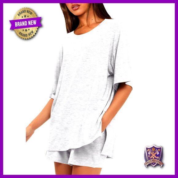 Oversized Lounge Set Short Sleeve Tee & Drawstring Shorts Comfywear Pajama